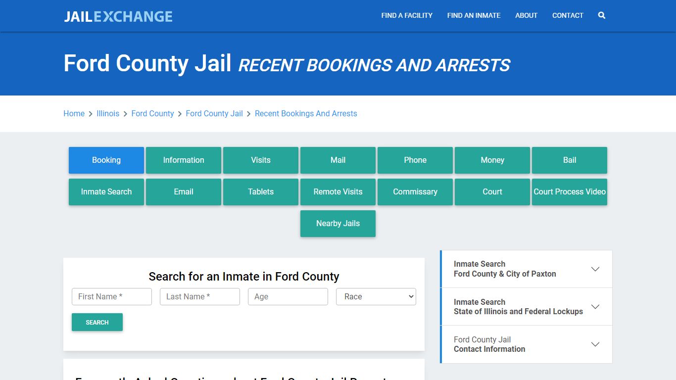 Ford County Jail IL Recent Arrests and Bookings - Jail Exchange