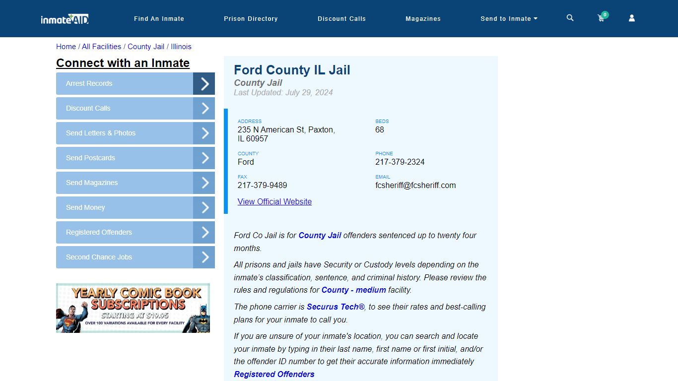 Ford County IL Jail - Inmate Locator